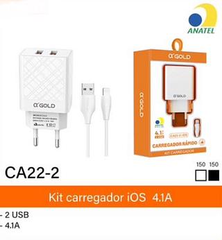 Carregador turbo 4.1A 2USB IOS AGOLD