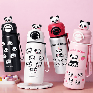 Garrafa Térmica Infantil Panda Cup 500ml – Antivazamento, Colorida e Super Fofa