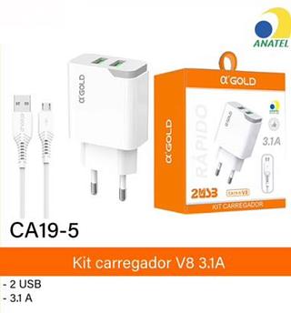 Carregador 2usb 3.1a agold V8