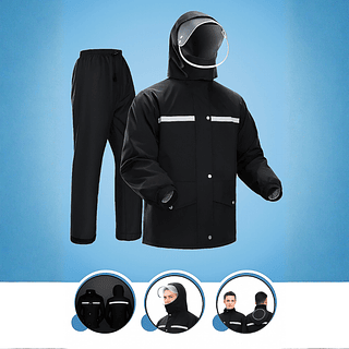 Capa de Chuva Impermeável Para Motoqueiro pvc C/ Capuz e Viseira XG e XGG