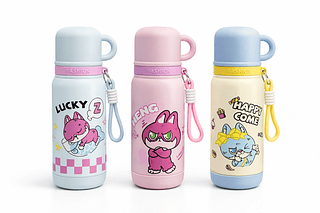 Garrafa Térmica Infantil Labubu Fofa 520ml com Xícara e 2 Aberturas