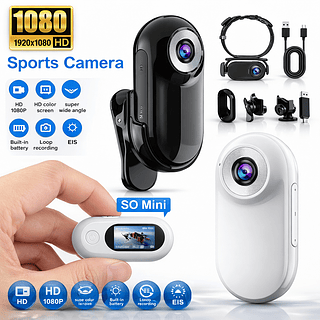 Mini Câmera De Ação Esportiva Portátil 1080P com Acessórios de Gravação Corporal ( PRETO )