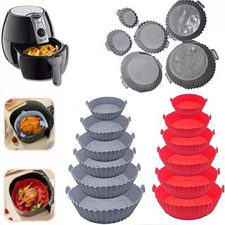 Kit 6 Formas Silicone Para Air Fryer Reutilizável Com Alça (CORES VARIADAS)