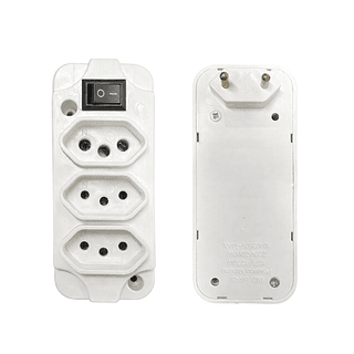 Adaptador de tomada triplo (benjamim) com Botão liga/desliga.