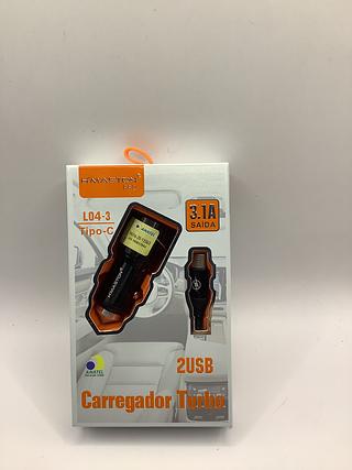 Carregador veicular turbo 2usb 3.1 TIPO C (1O-2)
