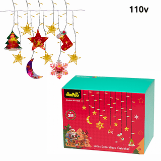 Cortina de Luzes de Natal com Pingentes 3M 110v