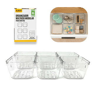 Kit 6 Organizadores Acrílicos Empilháveis para gavetas 7,5cm x 7,5cm