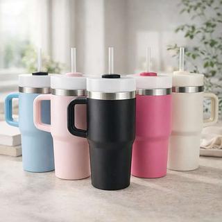 Mini Copo Térmico 420ml Pequeno Com Canudo Alça Tampa Isola