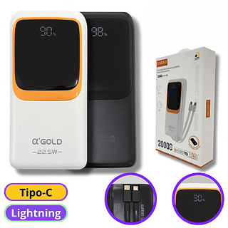 Portátil Power Bank 20.000mAh 22.5W Turbo A'GOLD/ESPADA