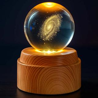 Luminária Bola Cristal Giratória Mesa Led Abajur Decorativo 8x12cm