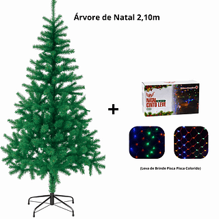 Arvore De Natal 2,10Metros + Pisca Pisca Colorido✨ AL-4717