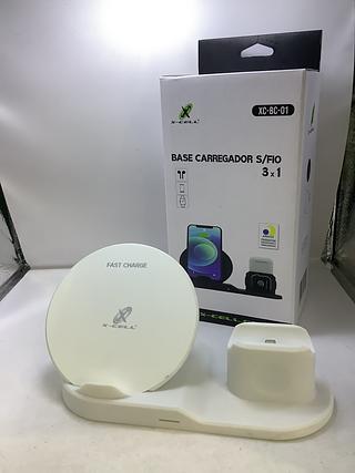 Base Carregador S/Fio 3x1 (Carregador de Celular e Fone Bluetooth)