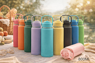 Garrafa Térmica Inox 800ml com Alça e Protetor de Silicone (Envio Aleatório)