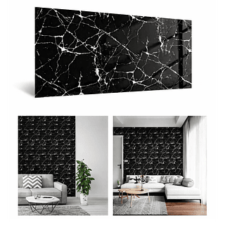 Placa Adesiva Marmorizada Preto e Branco 120x300cm