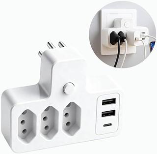 Adaptador De Tomada Inteligente Usb Tipo-c 2500w 10a 110 220v