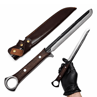 Faca Para Churrasco Pesca 36,5cm Afiada Artesanal Esculpida Cor Prateado E Madeira