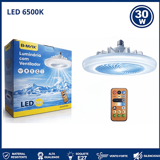 Luminária com Ventilador 3 Modos de cores 30w 6500K
